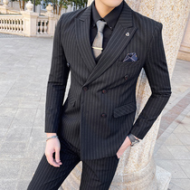 men's wedding suit autumn new fashionable high-end business casual business dress double breasted men suit
