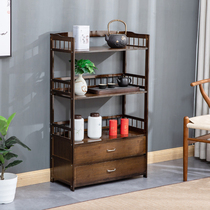 Living Room Tea Cabinet Tea Water Rack Dining Side Cabinet Home Leaning Wall Tea Water Table Shelve Tea Display Lockers Sub Real Wood