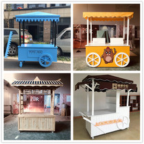 Mobile Retro Snack carmaker Commercial field Promoted solid wood selling car swing stall small cart Custom bazaar booth car