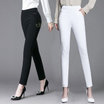 New womens pants 2021 spring and summer elastic waist slim mother suit straight pants high waist casual trousers