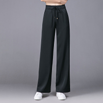 New mulberry silk wide leg pants women 2021 Spring Summer High waist thin casual trousers silk pants