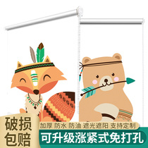 Tight curtain roller blinds non-perforated installation lifting full shading bedroom bathroom kitchen toilet waterproof sunshade