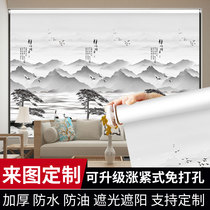 Simple curtains non-perforated installation full shading sun protection heat insulation sun protection living room kitchen simple half short lifting curtain