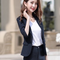 Net red suit plaid suit jacket female foreign style spring leisure seven-point sleeve new Korean version of small man small suit