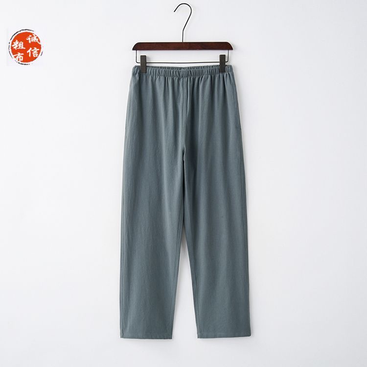 Chinese style men's trousers thin flax men's trousers cotton flax loose Tang trousers men's trousers