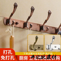 Adhesive hook Wall Wall stainless steel row hook-free hanging clothes hook clothes adhesive hook toilet hanger