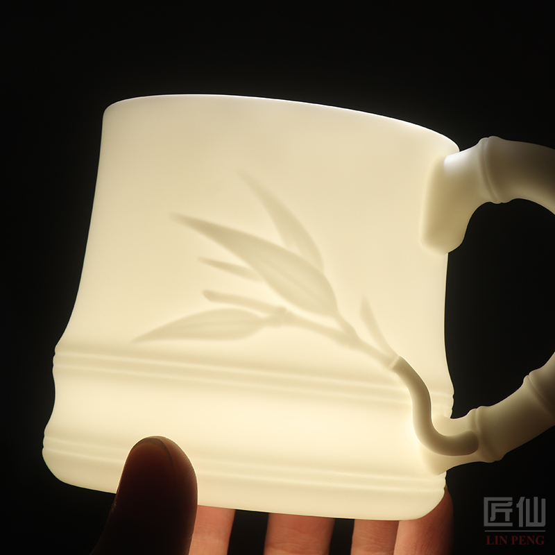 The Master artisan fairy Peng Guihui dehua white porcelain cup with cover ceramic separation home office cup tea tea cup