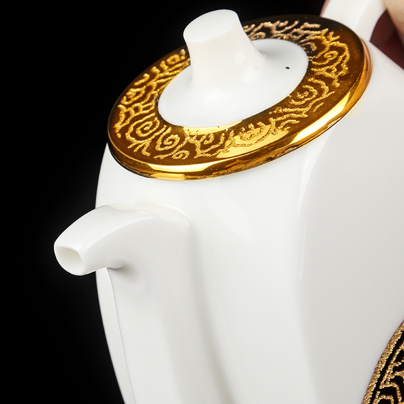 Artisan fairy gold dehua white porcelain teapot single pot of kung fu tea set ceramic checking belt filter teapot