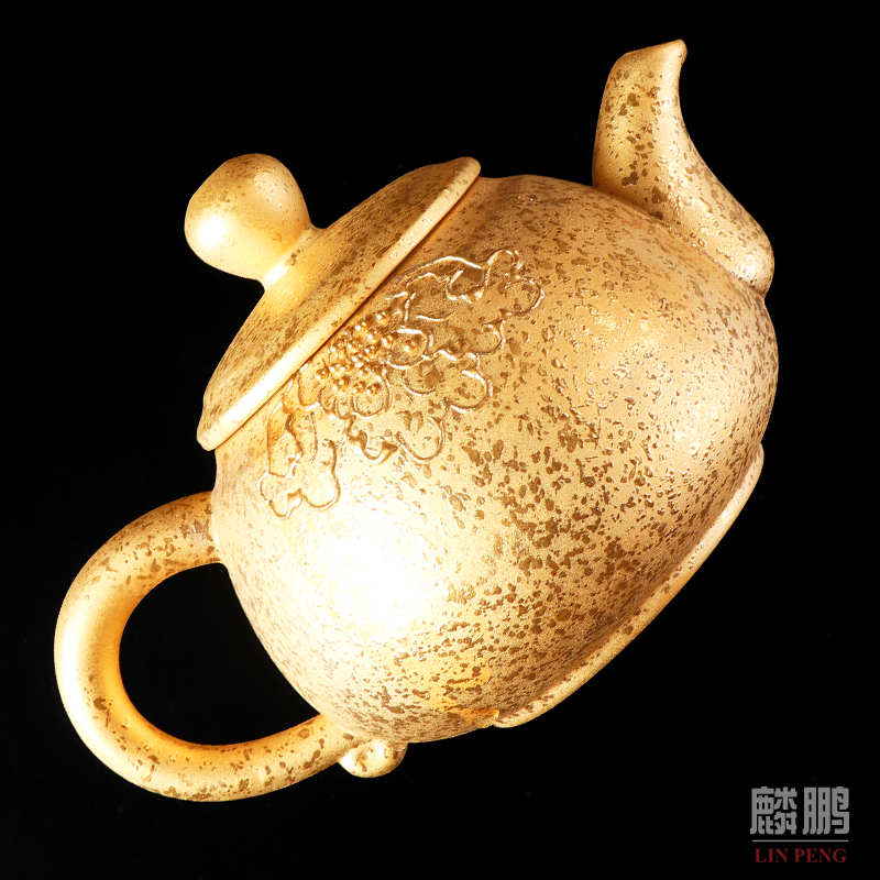 High - grade kung fu tea set a pot of three cups of a complete set of fine gold ceramic teapot key-2 luxury with censer Chinese tea set