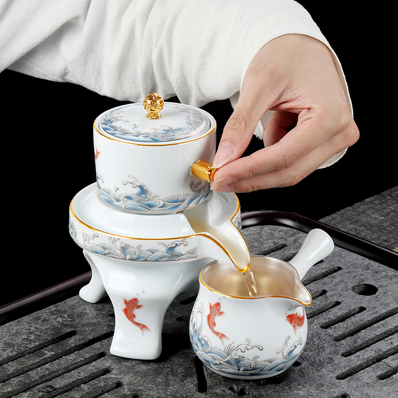 Artisan fairy coppering. As silver tea set automatically suit household ceramic tea set fit lazy kung fu tea tea cups