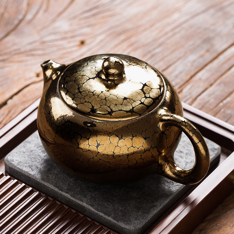 Artisan fairy Zeng Guangxu master gold oil droplets built one single pot of ceramic teapot Japanese kung fu tea set high - end teapot