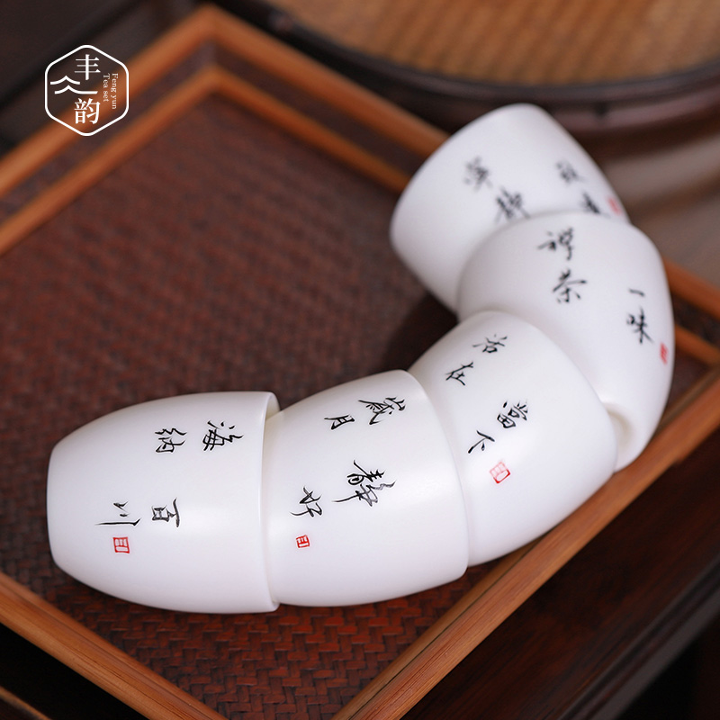 Dehua white porcelain ceramic hand - made master cup single cup sample tea cup private custom kung fu tea cup, a single tea sets