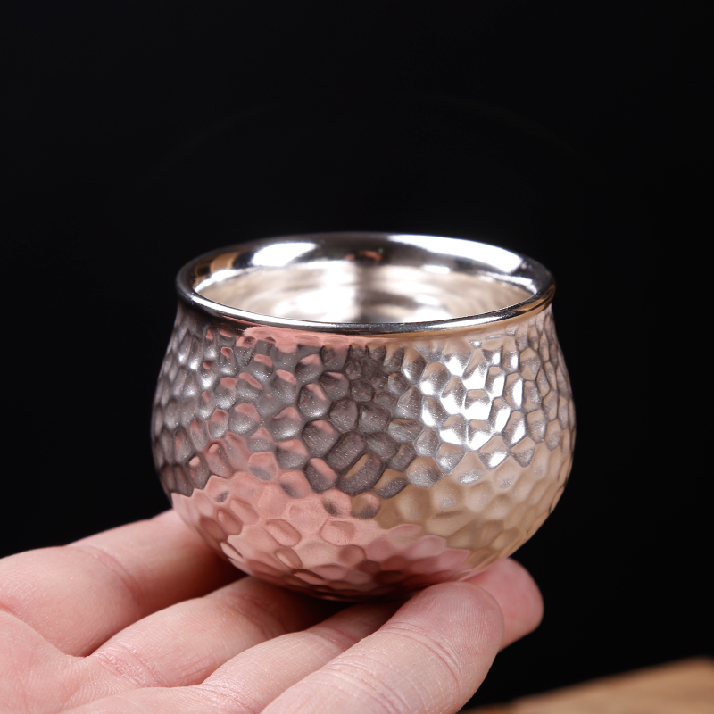 The ancient masters cup single cup silver cup sheng up ceramic sample tea cup silver bowl tea kungfu coppering. As silver cup