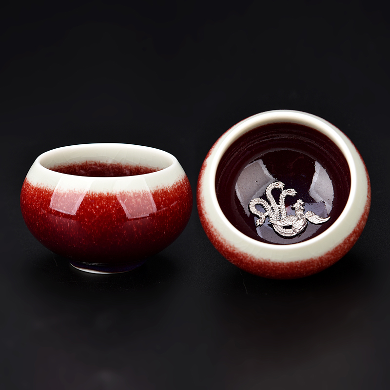 The ancient jun sheng up master cup ceramic manual Mosaic masterpieces whitebait kung fu tea cups tea cups sliced open