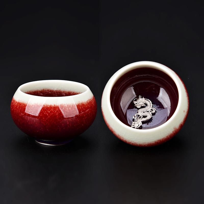 The ancient jun sheng up master cup ceramic manual Mosaic masterpieces whitebait kung fu tea cups tea cups sliced open