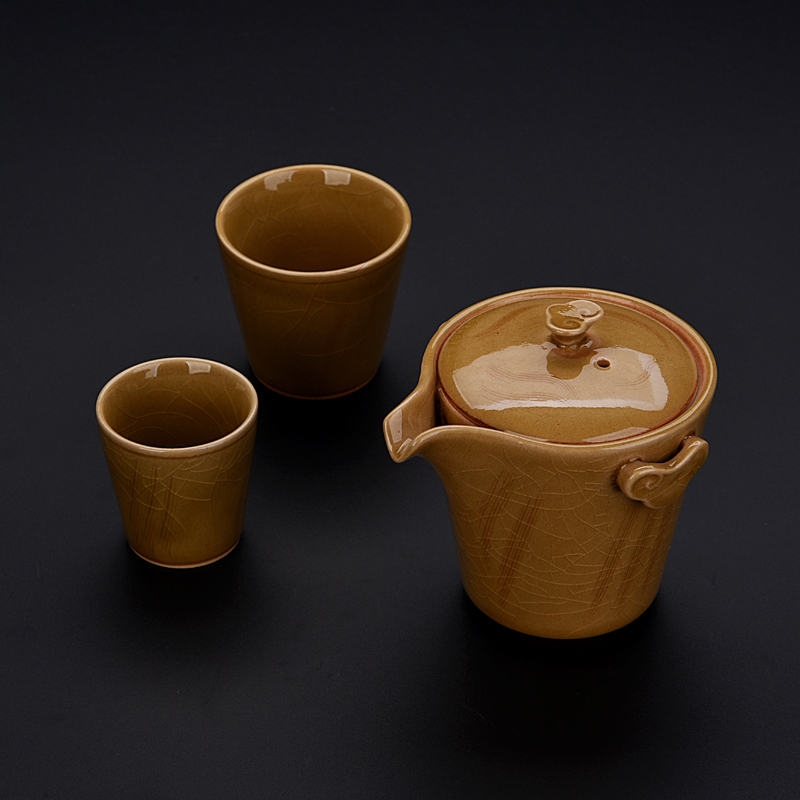 The ancient sheng up 2 new xiangyun pearl celadon crack cup a pot of two portable contracted ceramic cup personal travel