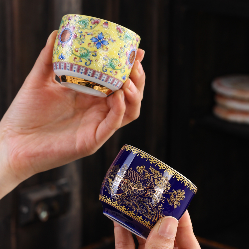 Manual coppering. As silver sterling silver round expressions using ceramic tea cup oil - lamp can build silvering Japanese kunfu tea cup sample tea cup single CPU