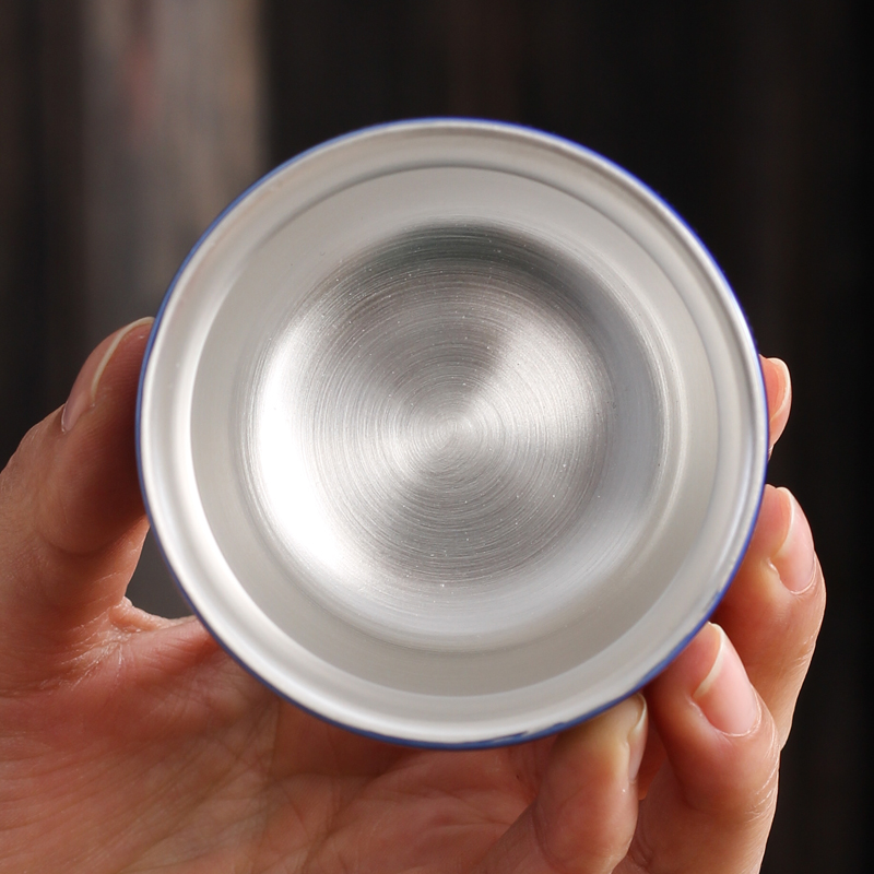 Manual coppering. As silver sterling silver round expressions using ceramic tea cup oil - lamp can build silvering Japanese kunfu tea cup sample tea cup single CPU