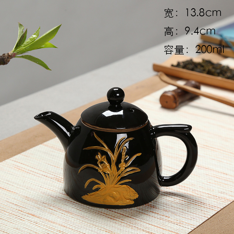 Black pottery glaze of blue and white porcelain tea set celadon teacup manually relief cup sample tea cup hand - made kung fu tea cups