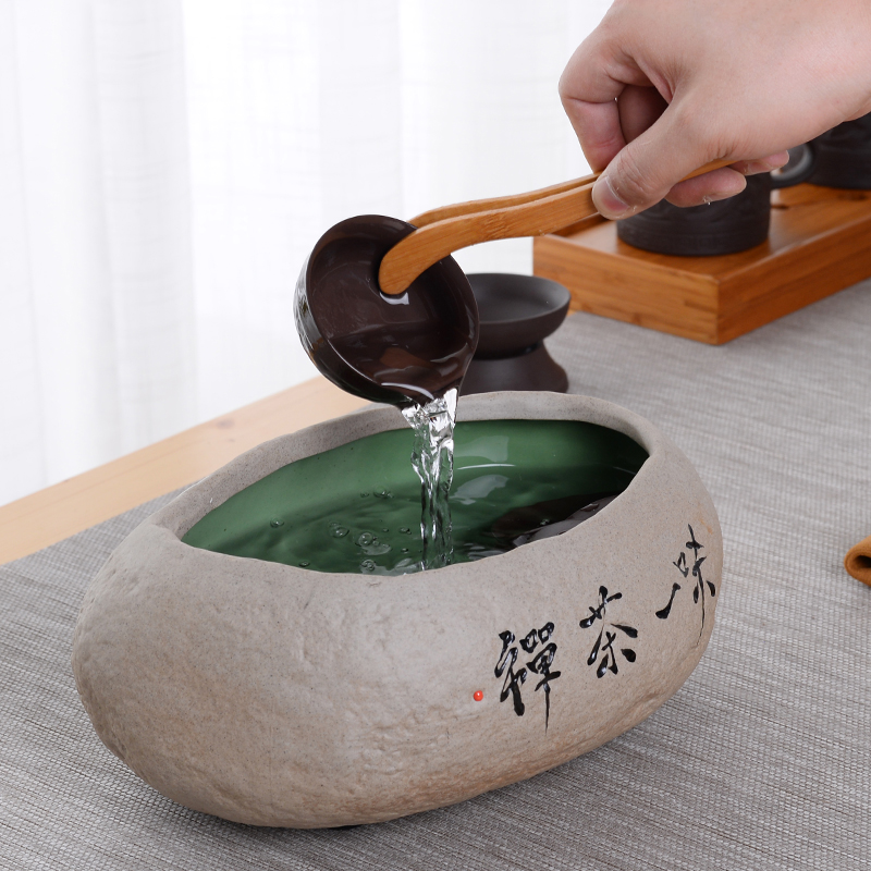 Tang Yan fang handwritten coarse pottery tea ceramic bath hydroponic flower pot dross barrels writing brush washer from kung fu tea tea accessories