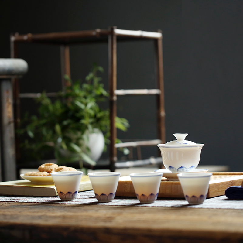 Japanese hand - made the was suit jingdezhen household kung fu tea set of a complete set of contracted the teapot sample tea cup tea tray box