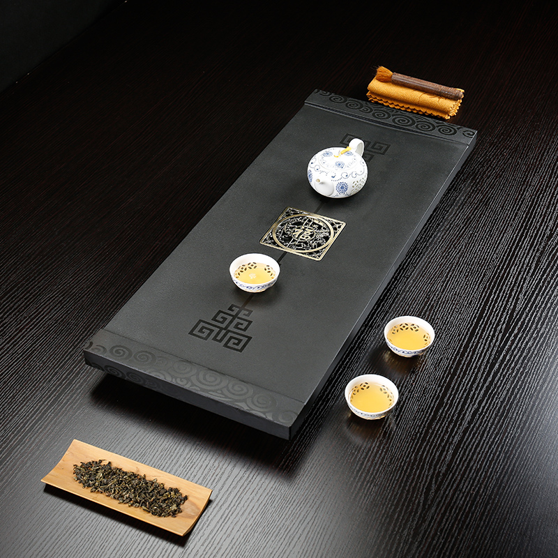 Sharply consolidation piece of ebony stone tea tie - in black stone contracted household kung fu tea set single tray of black tea