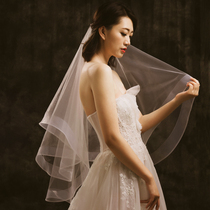 New Korean bridal small veil simple net red shake sound travel shot short princess headdress super Xian Sen department plain yarn