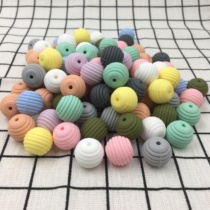 Silicone rubber threaded round bead 15MM silicone loose bead DIY baby pacifier chain grindle silicone beads