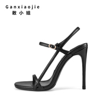 Dare Miss 2022 new European and American sandals High heel Shoe Girls fine and sexy 100 I have a pair of open toe black womens shoes