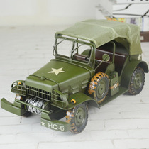 Retro Willis Jeep Model Ornaments Iron Army Truck Photography Props Home Soft Decoration