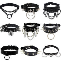 Bell collar mens dark Harajuku style ring collar collarbone chain punk gothic rivet collarbone choker necklace