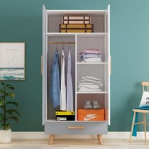 Childrens wardrobe Solid wood 60cm single simple full hanging cabinet 40 wide small wardrobe 80cm Rental economy