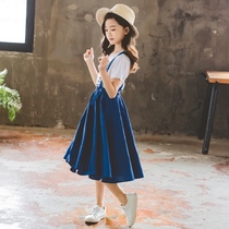 Girl Nets Red Suit Foreign Air Summer Clothing 2022 new Korean version CUHK Trendy Braces Skirt Two-piece Summer