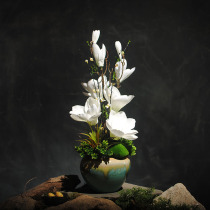 Magnolia with old ceramic vase simulation flower set floral silk flower living room fake flower decoration decoration flower
