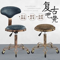 Lifting chair retro bar stool with wheel backrest makeup haircut barber shop rotating round beauty salon