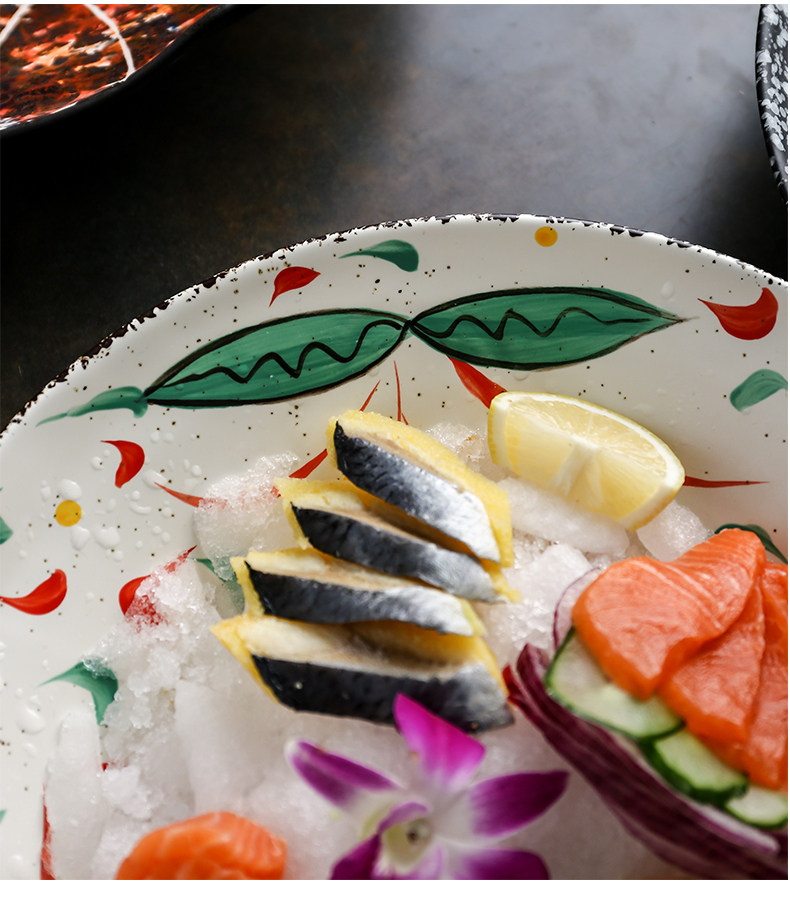 创意日式陶瓷刺身盘冰盘三文鱼海鲜鱼生盘子酒店意境菜餐具商用