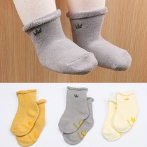  Full 35 clearance winter crown loose mouth thickened towel Childrens socks Baby baby non-slip socks Terry socks