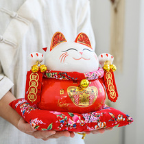 Hongqi New Lucky cat decoration Opening money saving piggy bank couplet tag Creative gift Ceramic Lucky cat