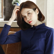 Autumn winter and autumn womens long sleeve shirt Womens Korean solid color shirt casual fashion top tide collar square collar