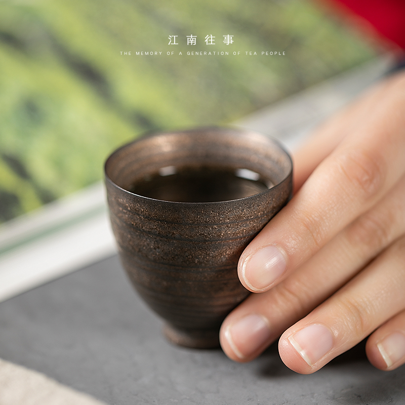 Jiangnan hand past retro kung fu tea cups undressed ore rust glaze ceramic sample tea cup goblet master cup single CPU