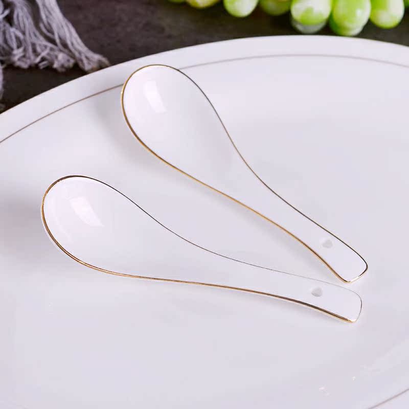 Jingdezhen ipads China ten pack 】 【 Jin Bianchang spoon handle suit creative lovely household ceramic spoon run out
