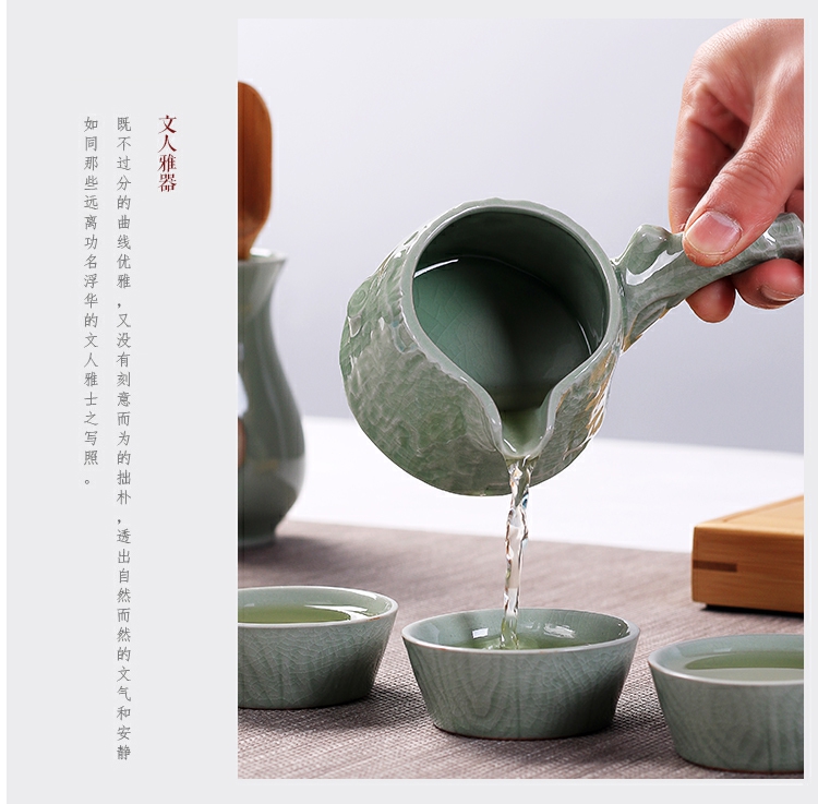 Household elder brother up of a complete set of ceramic tea set suits for your up kung fu tea cup ice crack glaze teapot tea tureen gift box