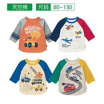 Qianjia new male baby three-point sleeve T-shirt pure cotton thin childrens car pattern top 80-130 yards childrens clothing