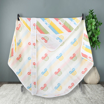 Baby cuddle quilt six-layer cotton gauze hooded newborn bag anti-shock baby swaddle towel summer