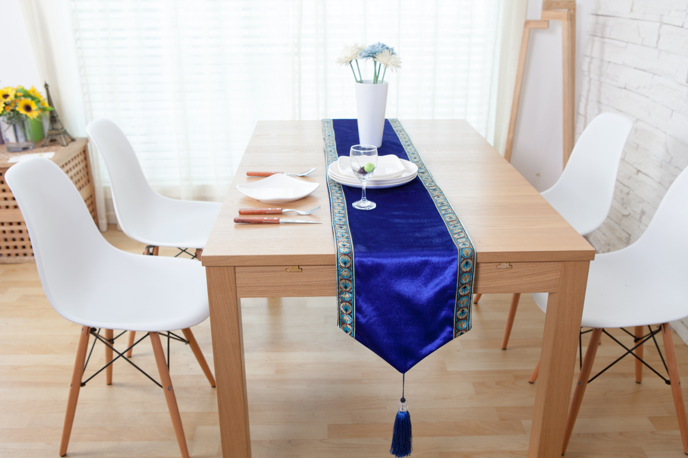 新古典简欧后现代简约黑白色桌旗高档奢华餐桌旗茶几桌旗定制包邮