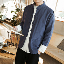 Chinese Tang Clothes Chinese Mens Linen Coat Spring Autumn Plus Size Ethnic Clothes Youth Tops