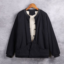 Chinese style Tang suit Hanfu Chinese style mens retro dress buckle cotton and cotton coat National clerk Zen clothing cotton jacket