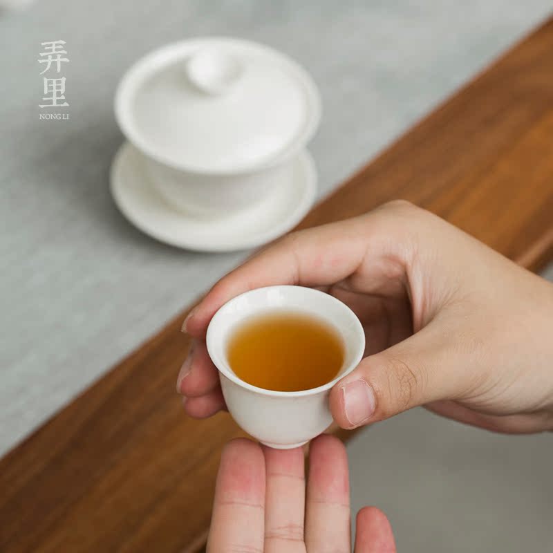 The Get | white porcelain kung fu tea set in ceramic dedicated group contracted tureen tea cups of a complete set of training tea art would