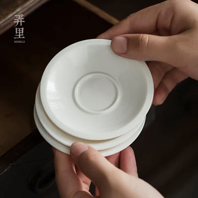 Lane in | white porcelain circular cup mat mat sample tea cup against the hot insulation ceramic kung fu tea tea taking of spare parts