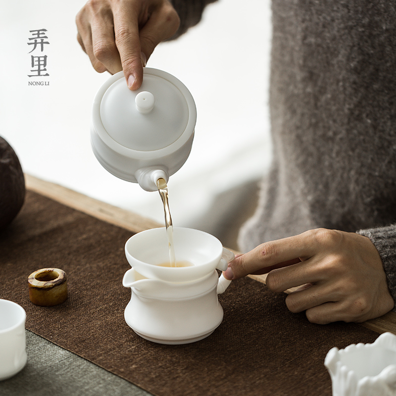 The Get | in dehua white porcelain kung fu tea set the whole household teapot office tureen cups gift boxes